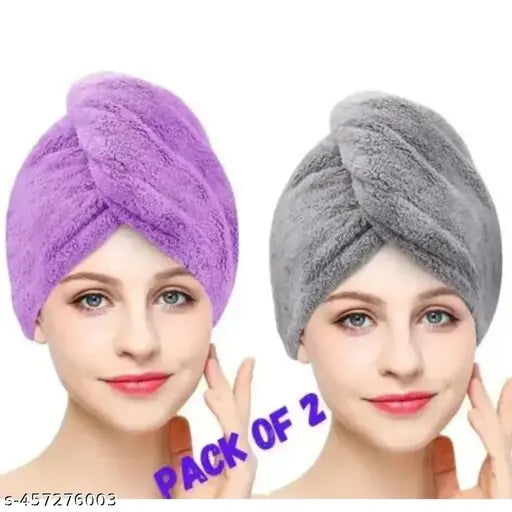 "TressTwist Microfiber Hair Wrap – Quick-Dry Magic Turban Towel for Women (Pack of 2, Multi-Color)"